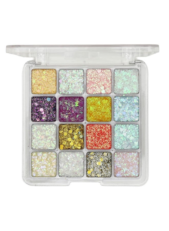 Eyeshadow Palette, 16 Colors Glitter Eyeshadow Chunky Pressed Sparkle Eye Shadow Powder Makeup Pallet Ultra Shimmer Makeup Kit Highly Pigmented Long Lasting Waterproof for Face Body